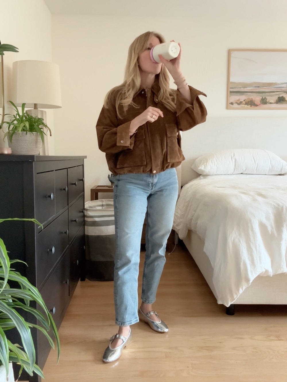 Zara Chestnut Brown Cropped Suede Jacket - Picture 7 of 9